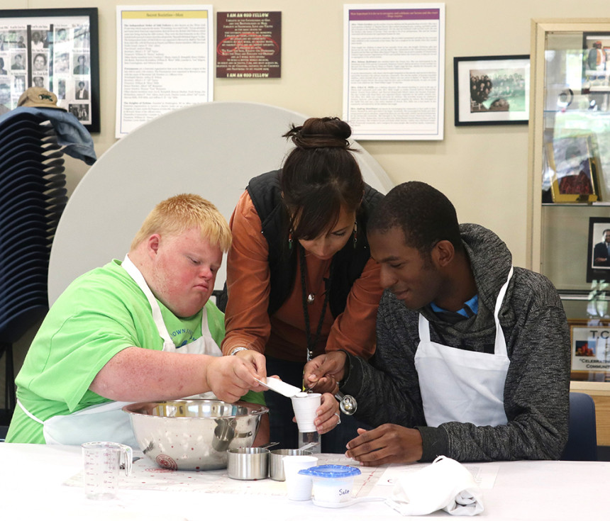 people making mixture